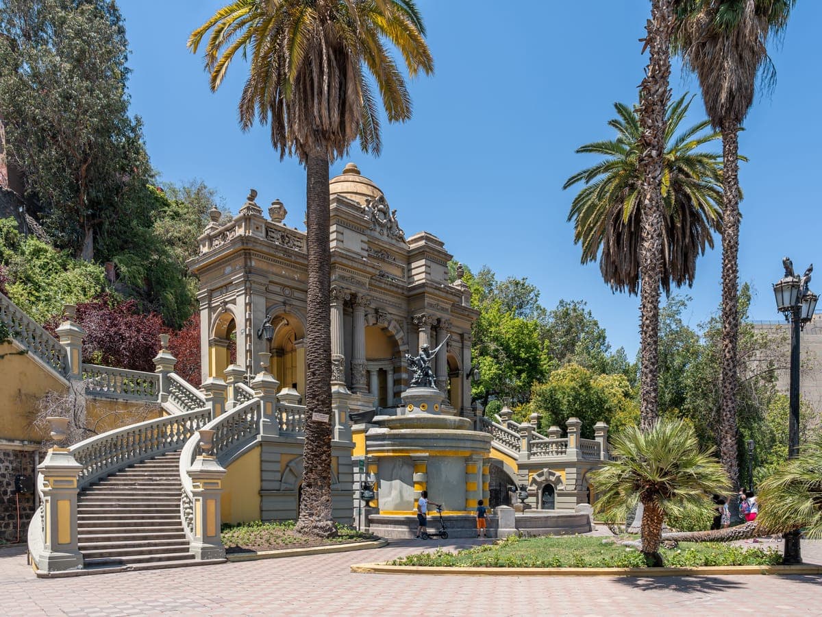 The Neptune terrace and fountain at the foot of Cerro Santa Lucía